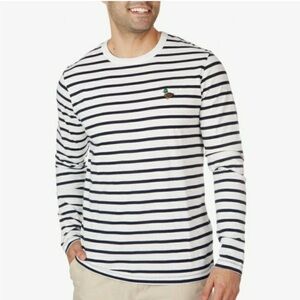 Denim & Flower Men’s Long Sleeve Stripe Crewneck Shirt L Navy Nautical Tee NEW